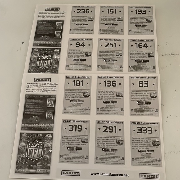 Sticker Collection 2014 NFL Panini One Lot 58-J.C. & 3-A.J Green Sheets - Picture 2 of 3